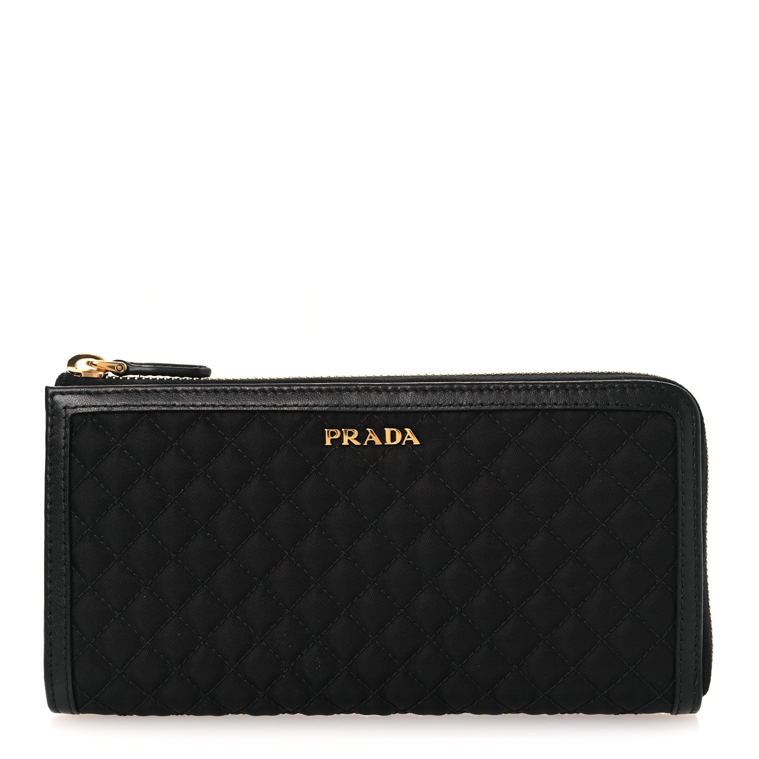 Prada Tessuto Nylon Quilted Zip Around Wallet Black