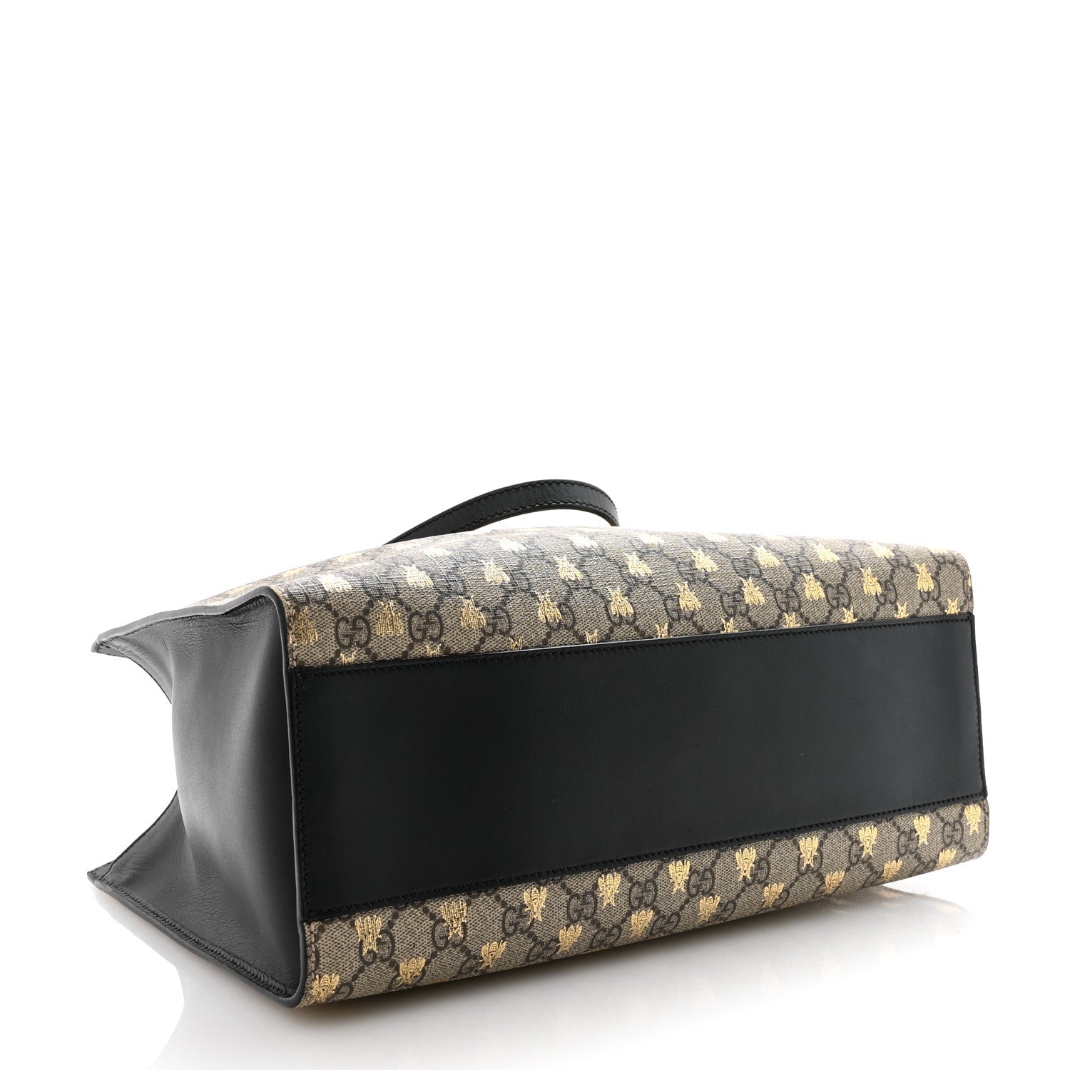 Gucci GG Supreme Monogram Bees Medium Padlock Tote Beige Oro Black