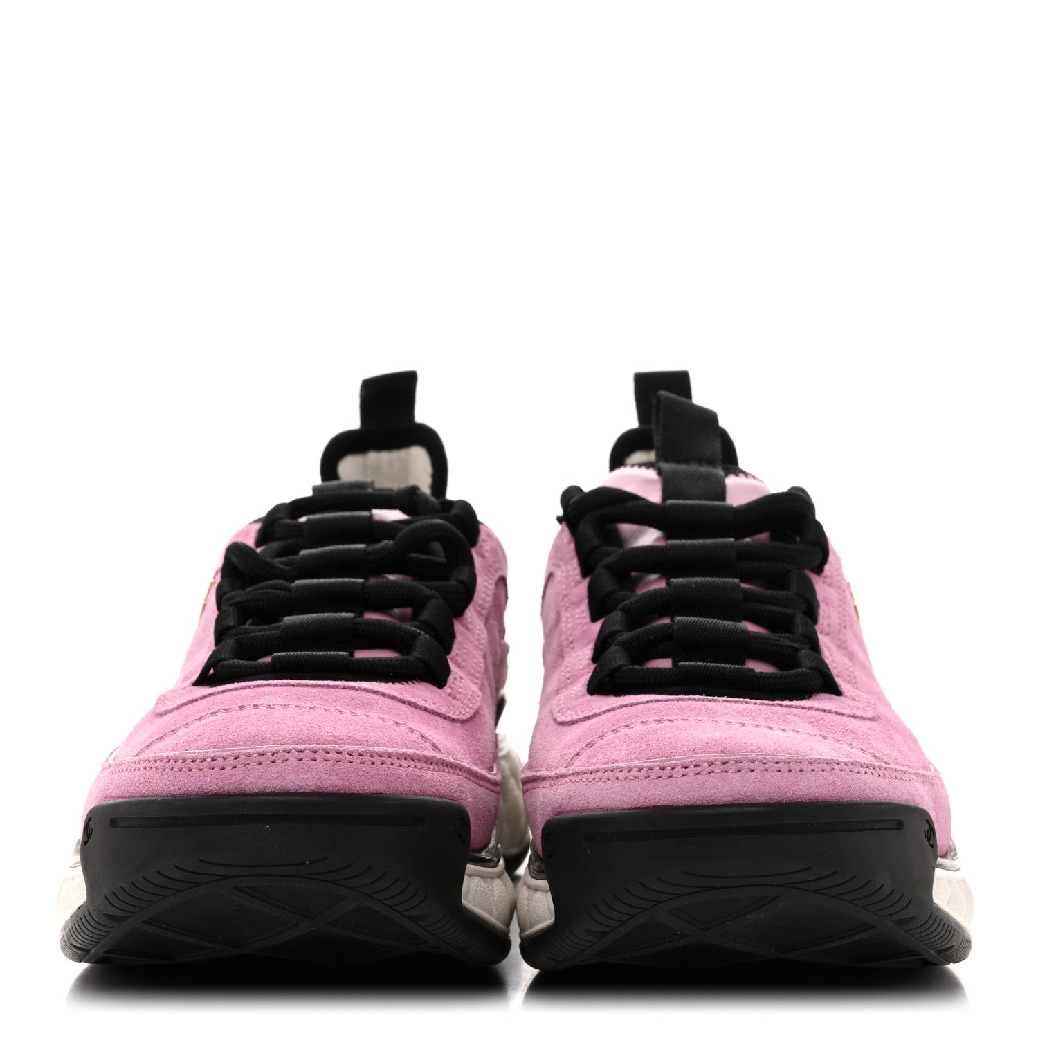 Chanel Suede Calfskin Nylon Grosgrain CC Sneakers 39 Dark Pink