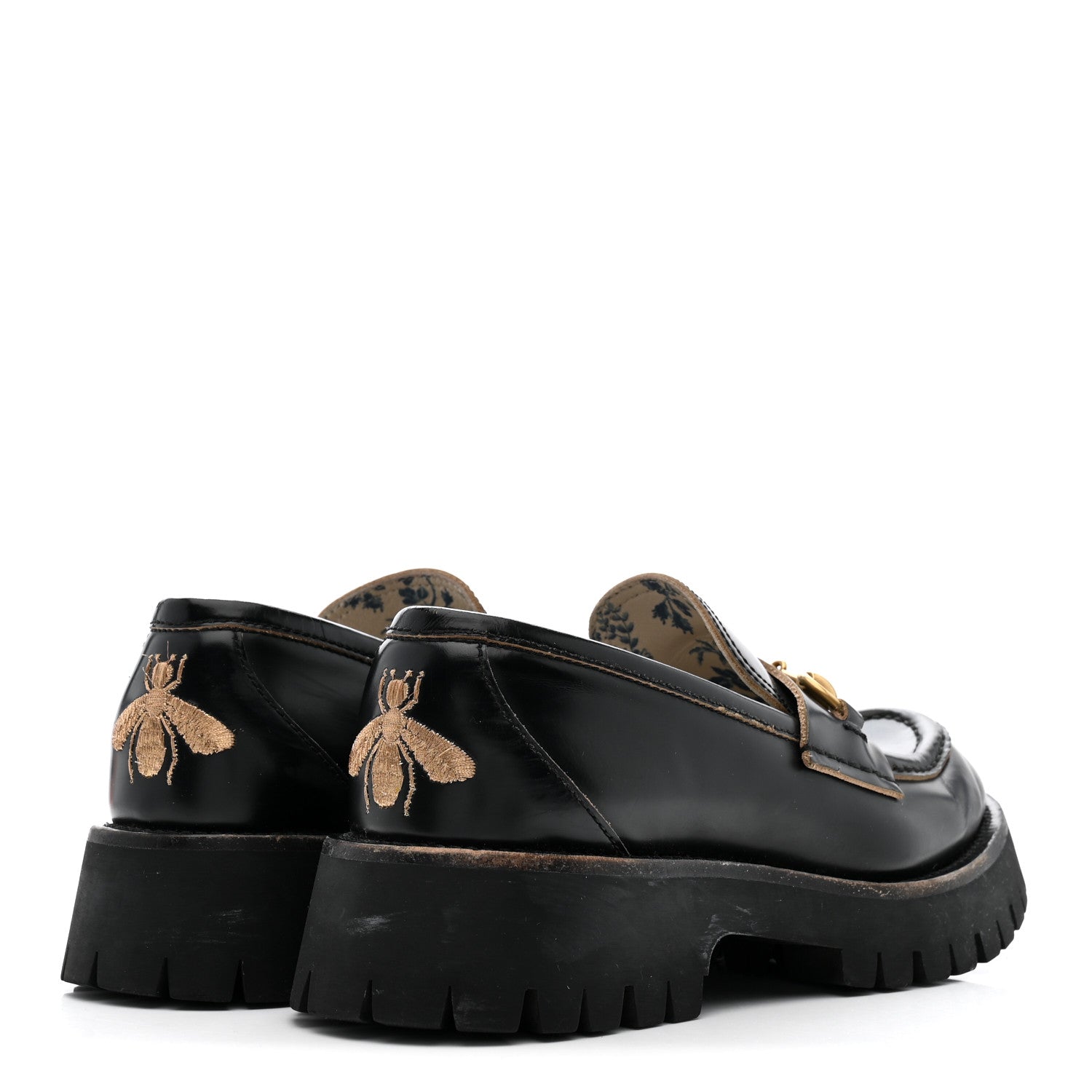 Gucci Cordovan Lux Womens Harald Horsebit 25mm Platform Loafers 38.5 Black