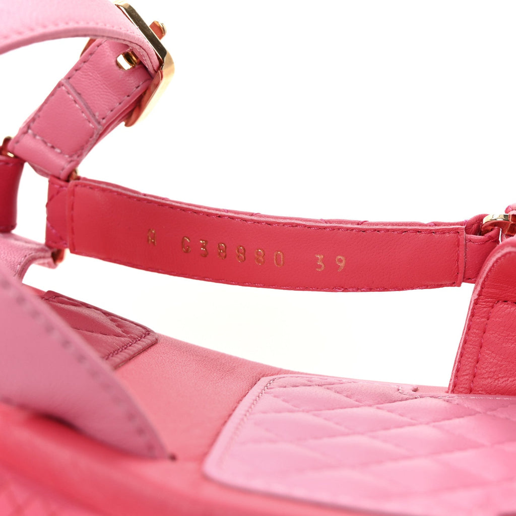 Lambskin Logo Platform Sandals 39 Pink Red