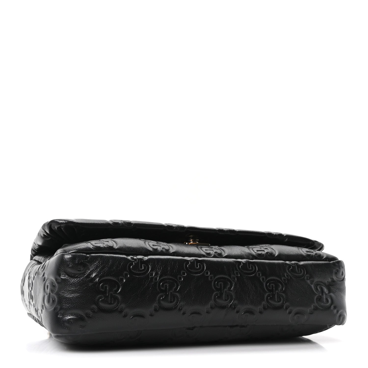 Gucci Lambskin Embossed Mini GG Milano Top Handle Shoulder Bag Black