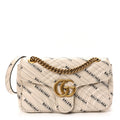 Gucci X BALENCIAGA Calfskin Matelasse Logo Print Small GG Marmont Shoulder Bag White