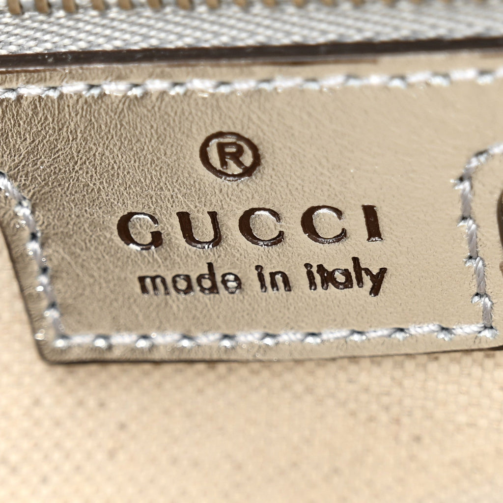 Gucci Metallic Demetra Small Horsebit 1955 Asymmetric Shoulder Bag Silver