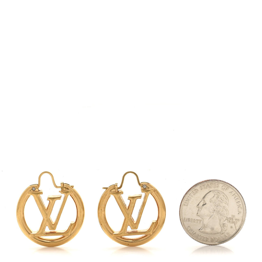 Louis Vuitton Metal Small Louise Hoop Earrings Gold