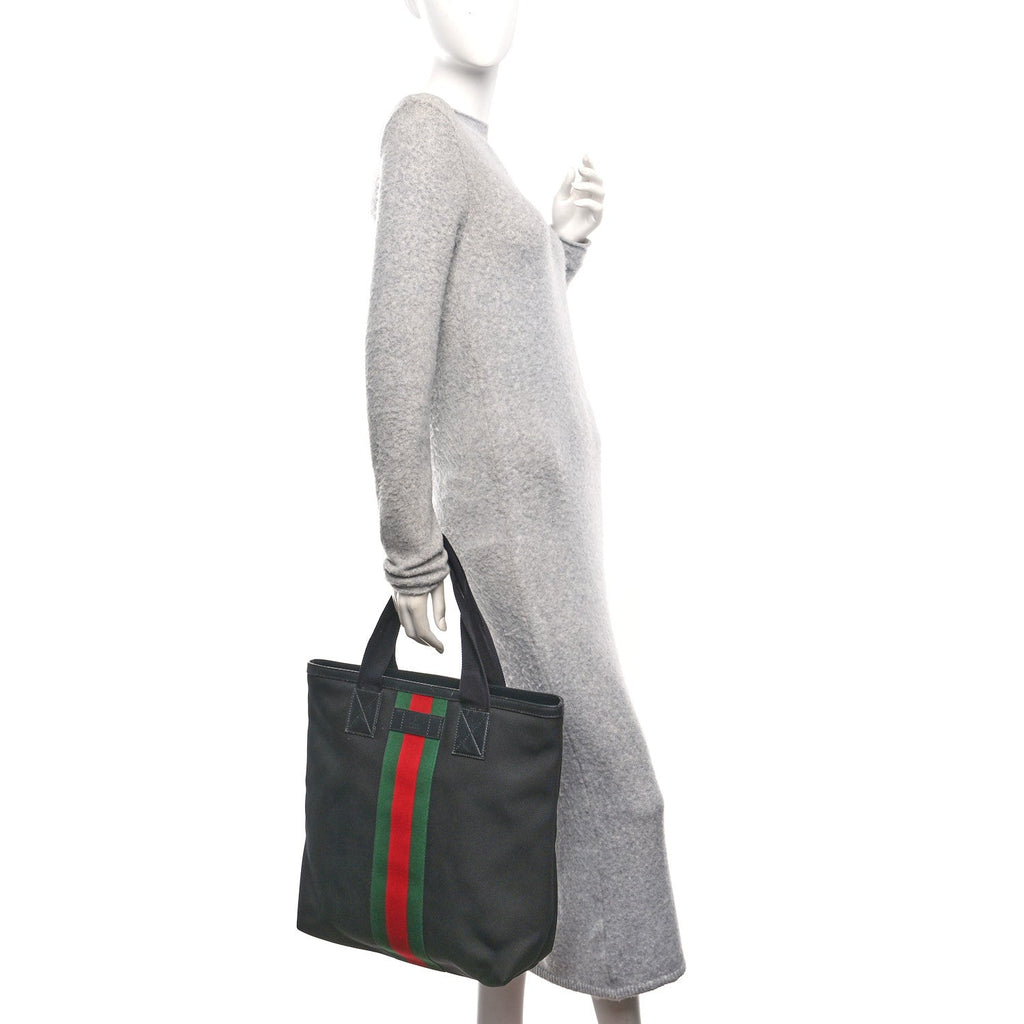 Gucci Techno Canvas Web Vertical Tote Black
