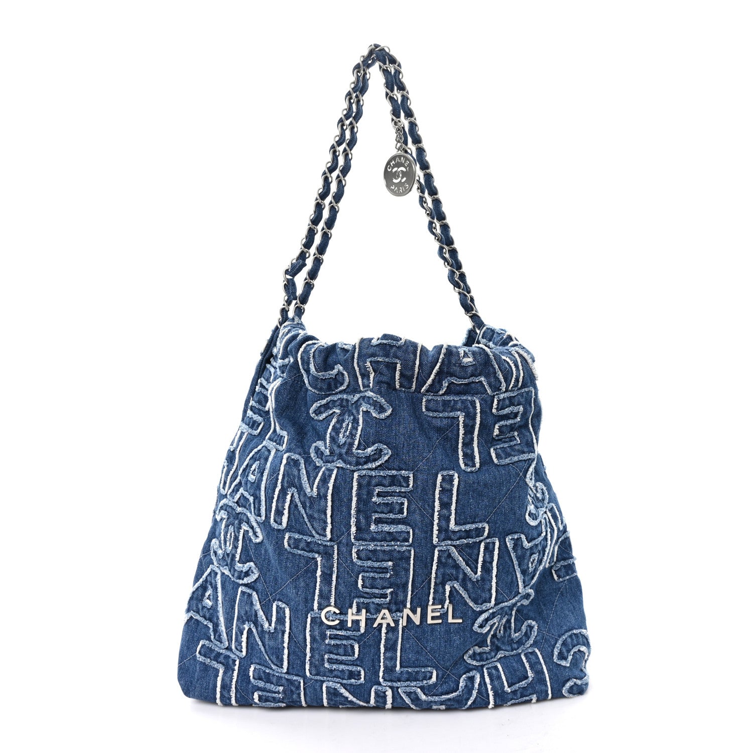 Chanel Denim Patchwork Logo Chanel 22 Blue
