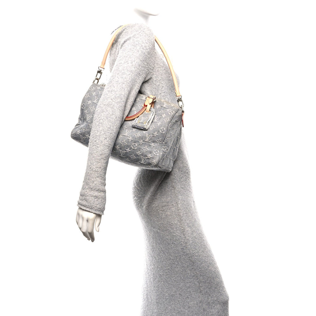 Louis Vuitton Monogram Denim Speedy Soft 30 Washed Gray