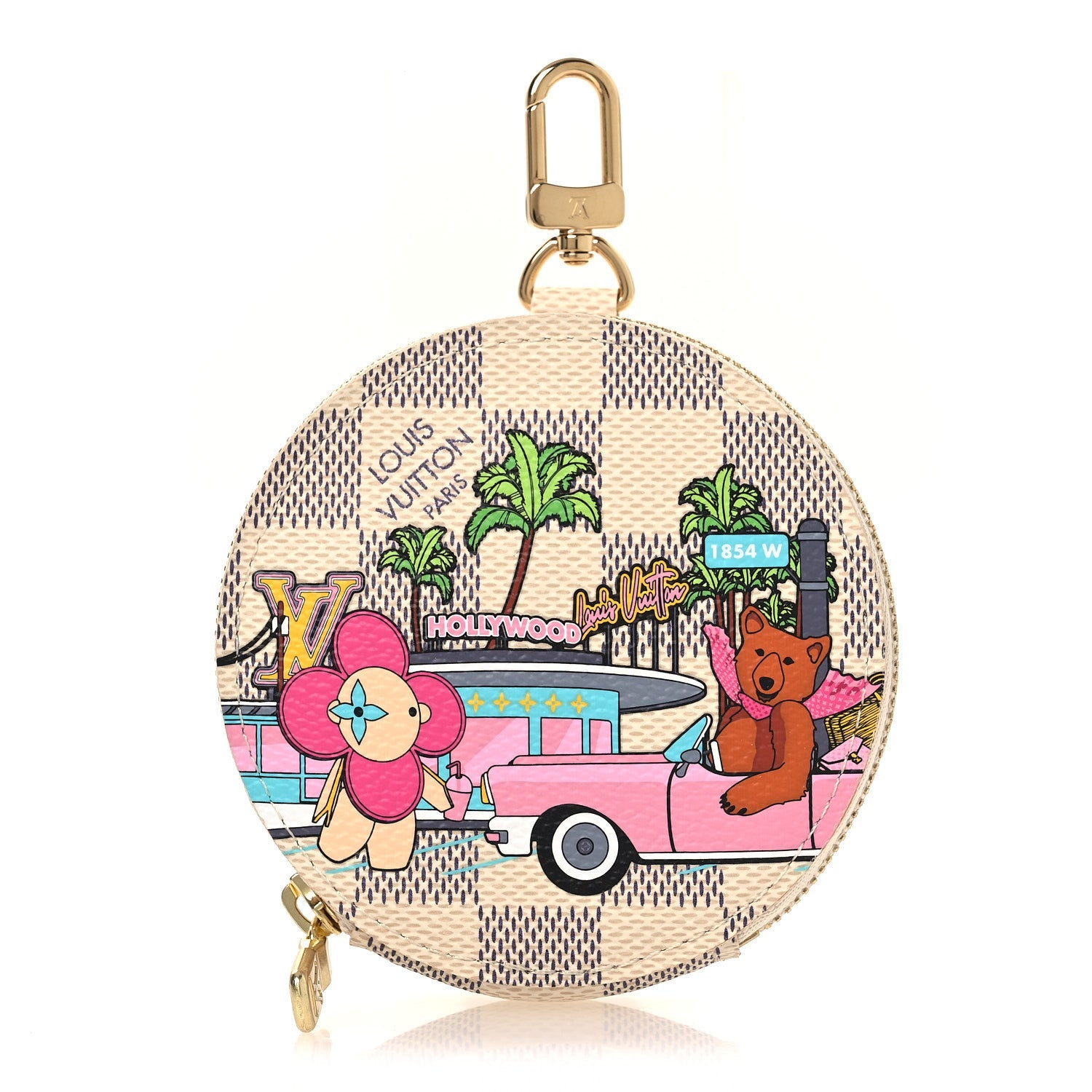 Louis Vuitton Damier Azur 2021 Christmas Animation Hollywood Bag Charm Fuchsia