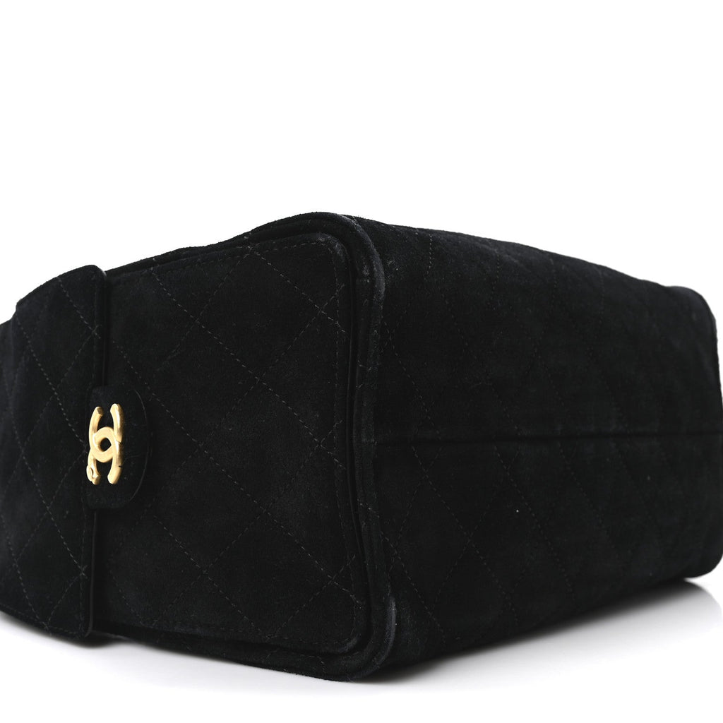 Chanel Suede Quilted Small Chanel 25 Handbag Black