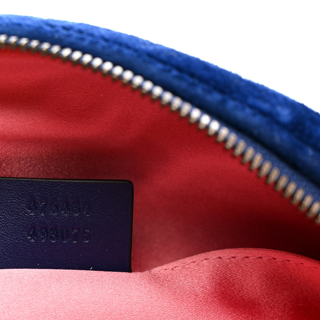 Gucci Velvet Matelasse GG Marmont Belt Bag 85 34 Cobalt Blue