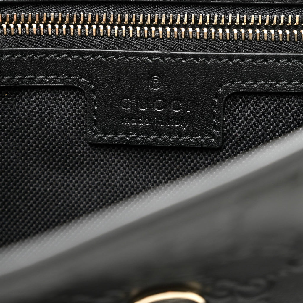 Gucci GG Calfskin Embossed Emblem Medium Arabella Bag Black Black
