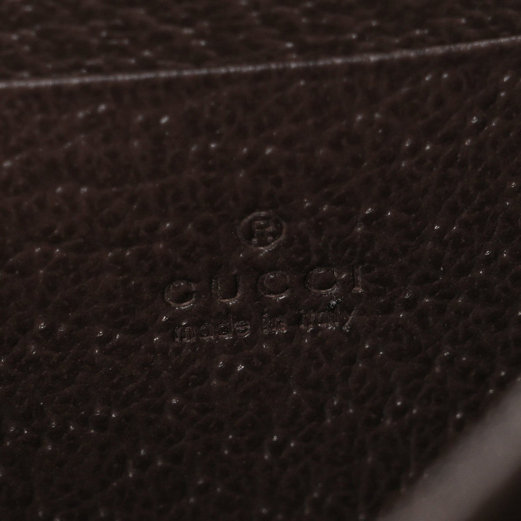 Gucci Monogram Jumbo GG Textured Dollar Calfskin Mini Dionysus Chain Wallet Camel Ebony New Acero