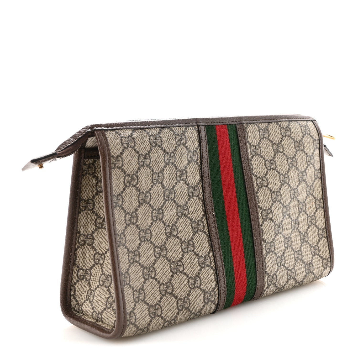 Gucci GG Supreme Monogram Web Ophidia GG Toiletry Case Beige New Acero