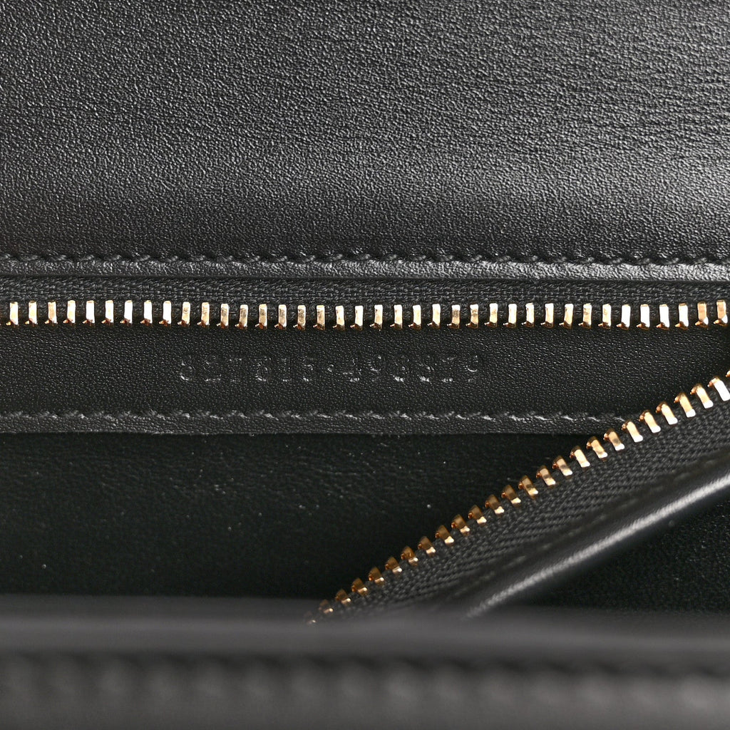 Gucci Boarded Dyana Lux Calfskin Web Monochrome Small Bamboo 1947 Top Handle Bag Black