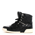 Calfskin Crocodile Embossed Cocodile High Top Sneakers 36.5 Black