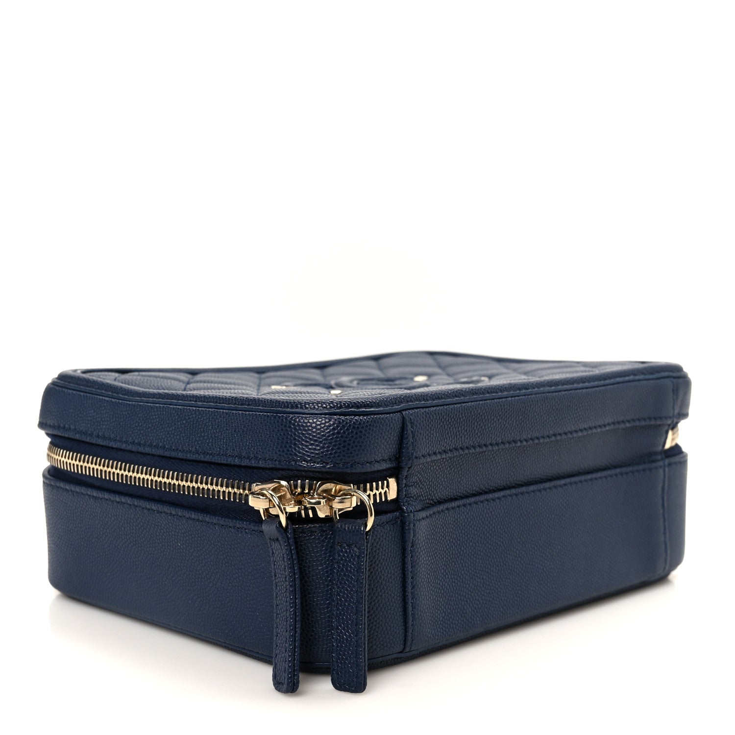Chanel Caviar Quilted Medium CC Filigree Vanity Case Navy