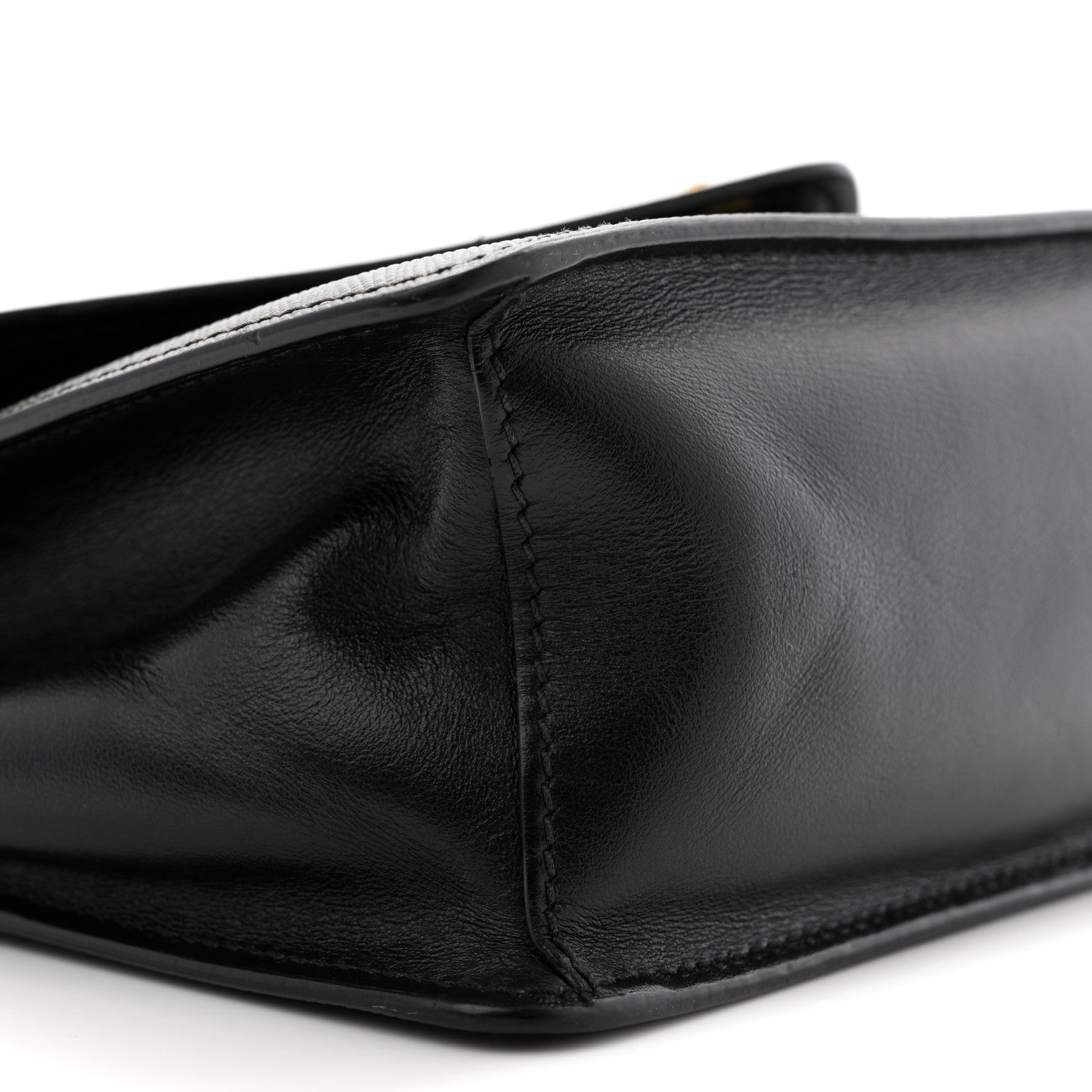 Prada Saffiano Soft Calfskin Metal Triangle Logo Envelope Chain Shoulder Bag Black