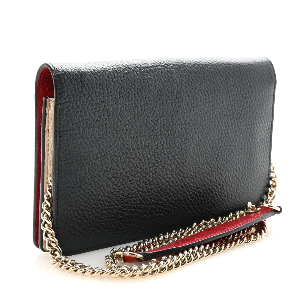 Gucci Dollar Calfskin Soho Wallet On Chain Blue Hibiscus Red Mystic White