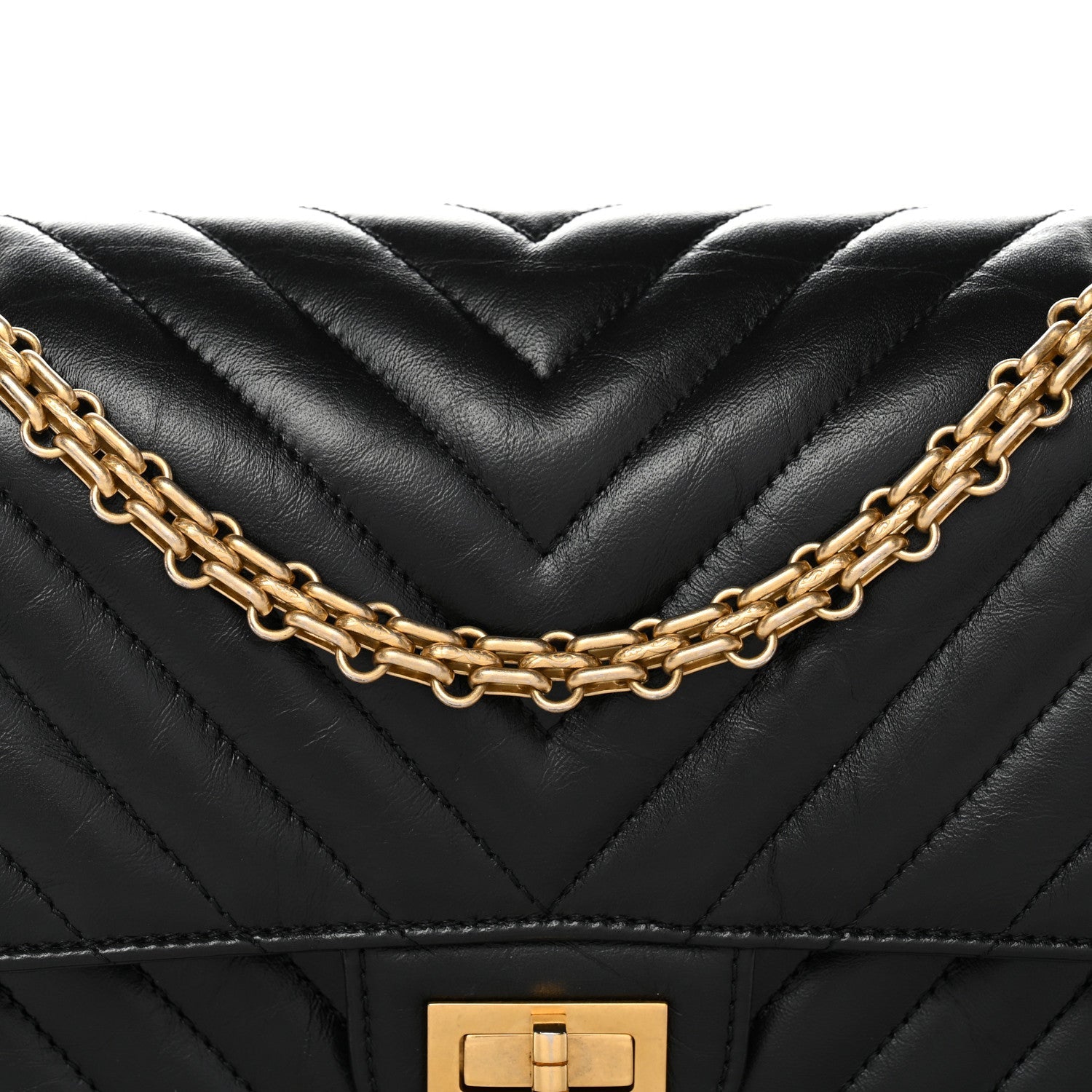 Chanel Aged Calfskin Chevron Quilted 2.55 Reissue 225 Flap Black
