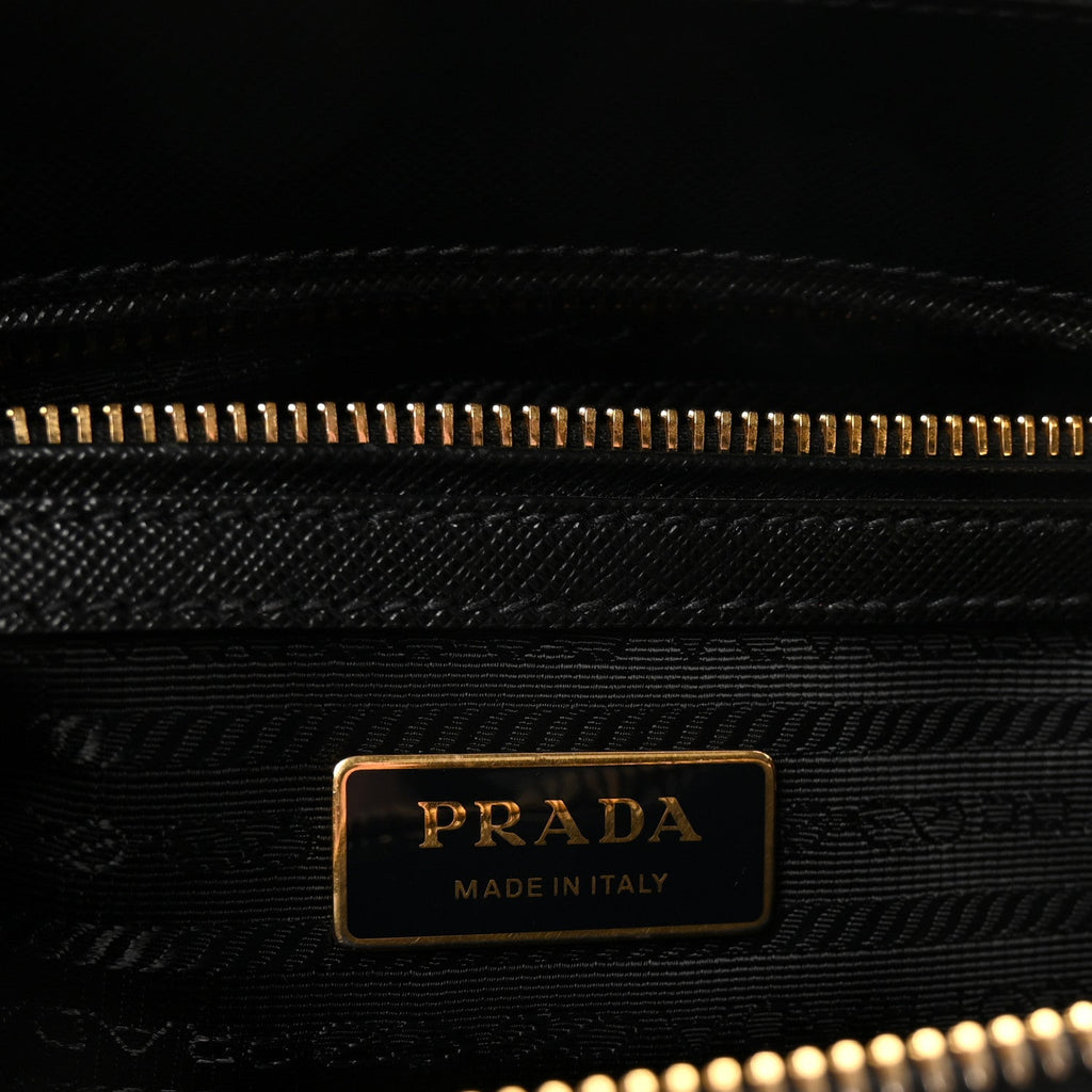 Prada Saffiano Small Galleria Double Zip Tote Black