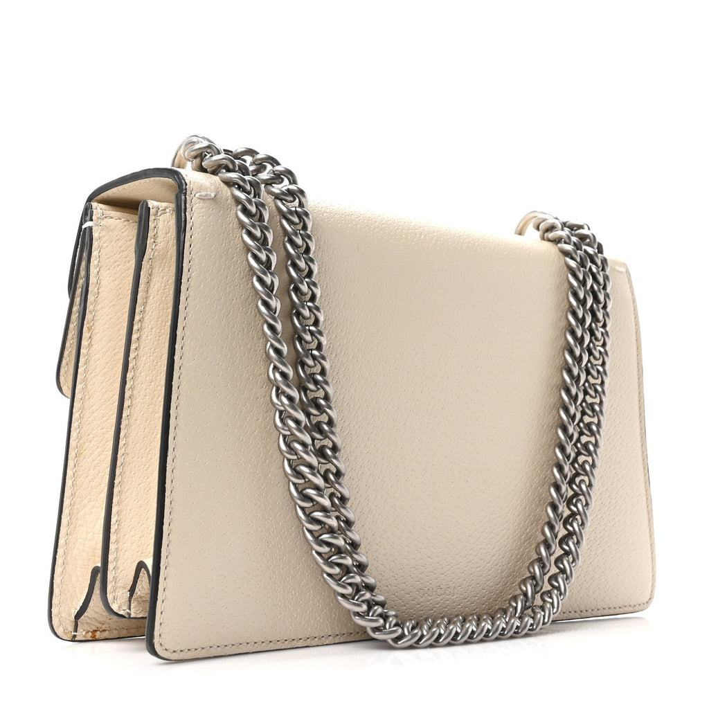 Gucci Textured Calfskin Crystal Small Dionysus Shoulder Bag Mystic White