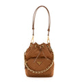Prada Re-Nylon Saffiano Stitched Re-Edition 1995 Chaine Drawstring Bucket Bag Brandy