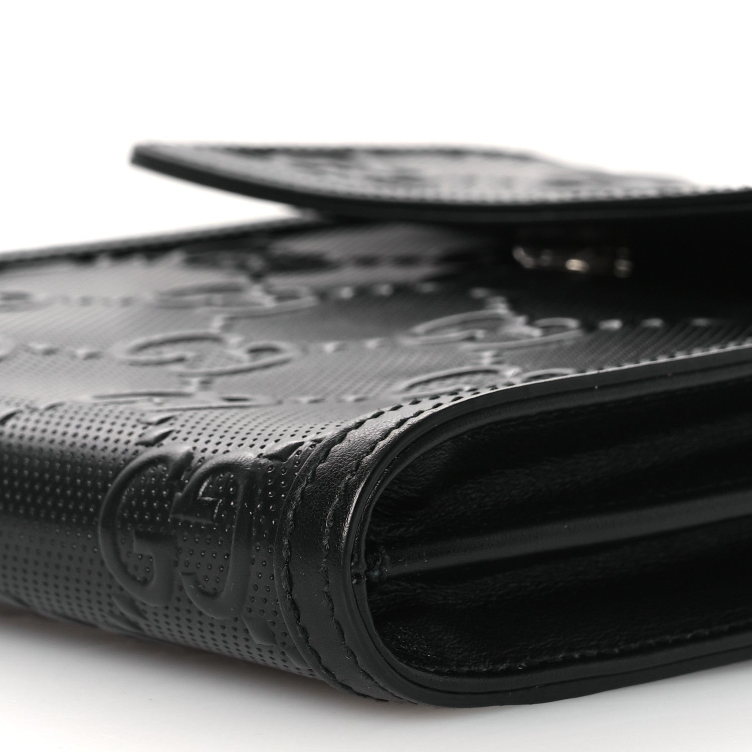 Gucci Calfskin GG Tennis Embossed Messenger Bag Black