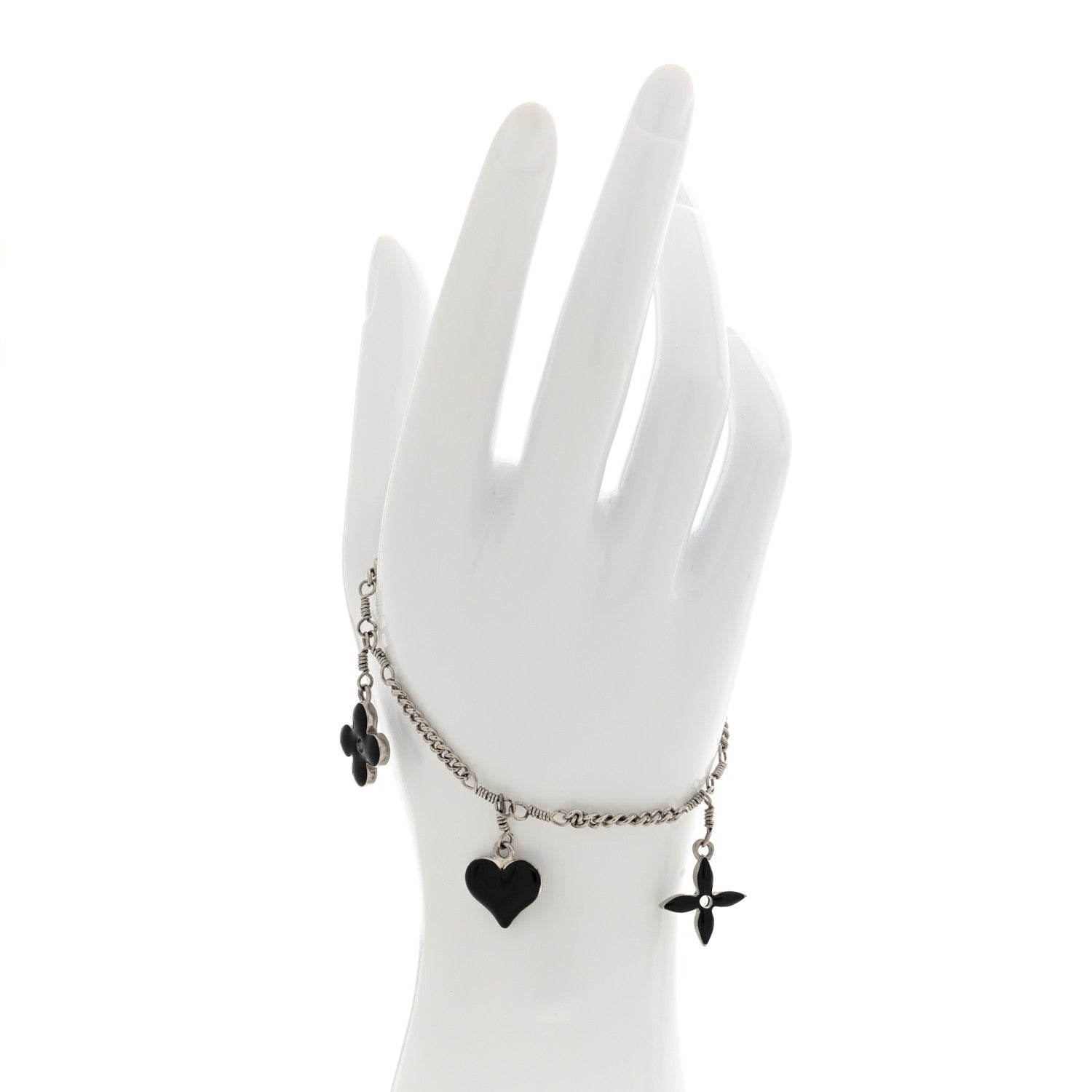 Louis Vuitton Sweet Monogram Charm Bracelet Silver Black