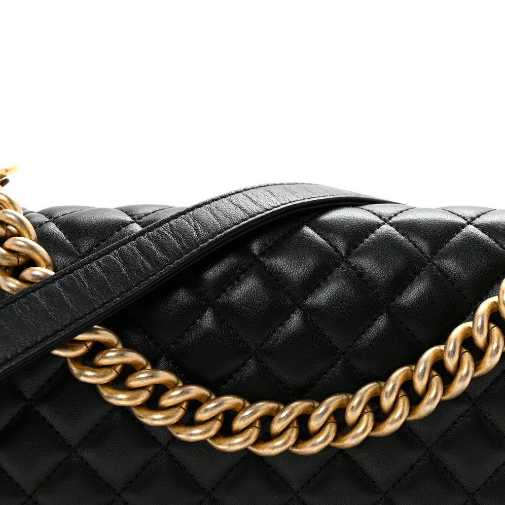 Chanel Lambskin Quilted Medium Boy Flap Black