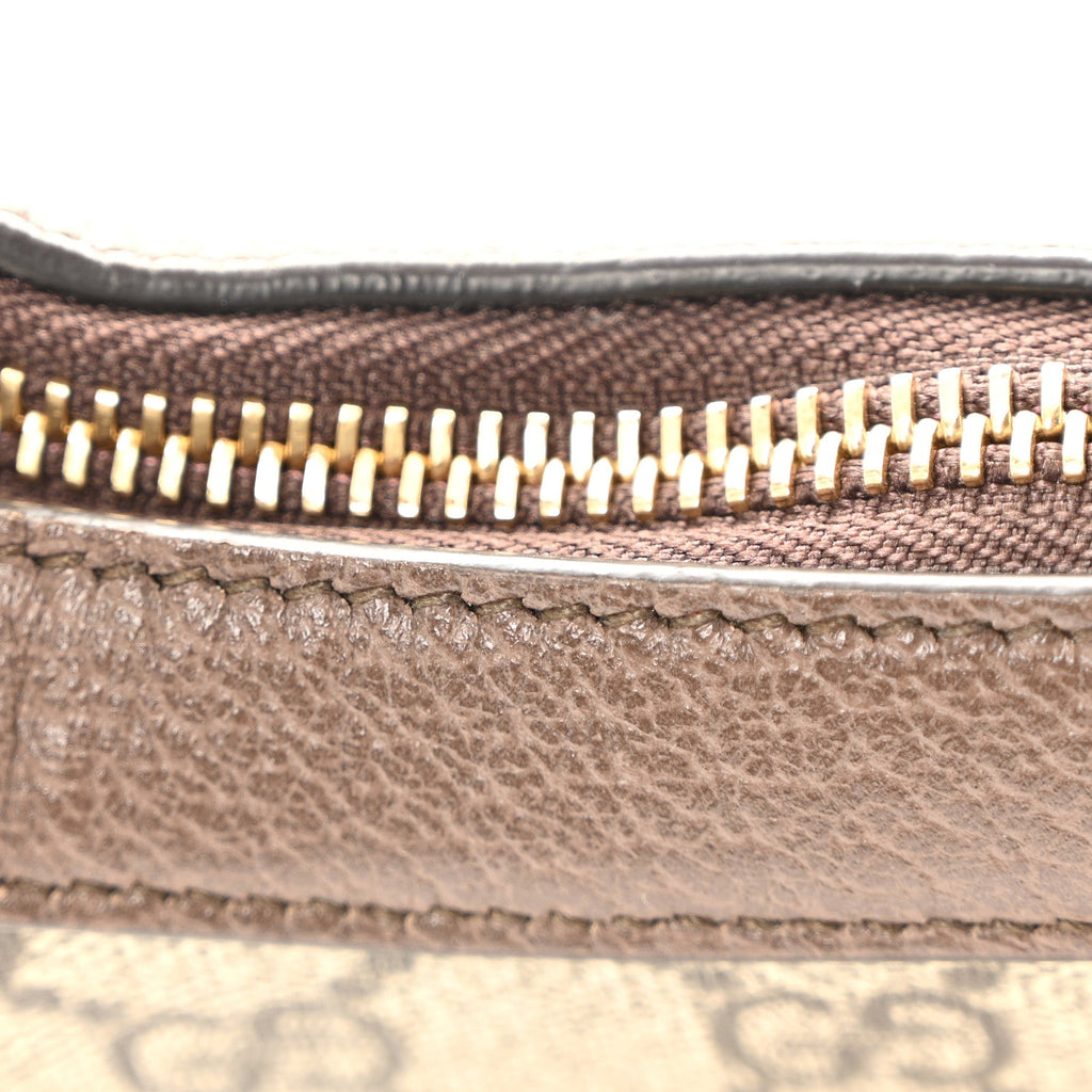 Gucci GG Supreme Monogram Textured Calfskin Web Mini Ophidia Half Moon Hobo Beige Ebony New Acero