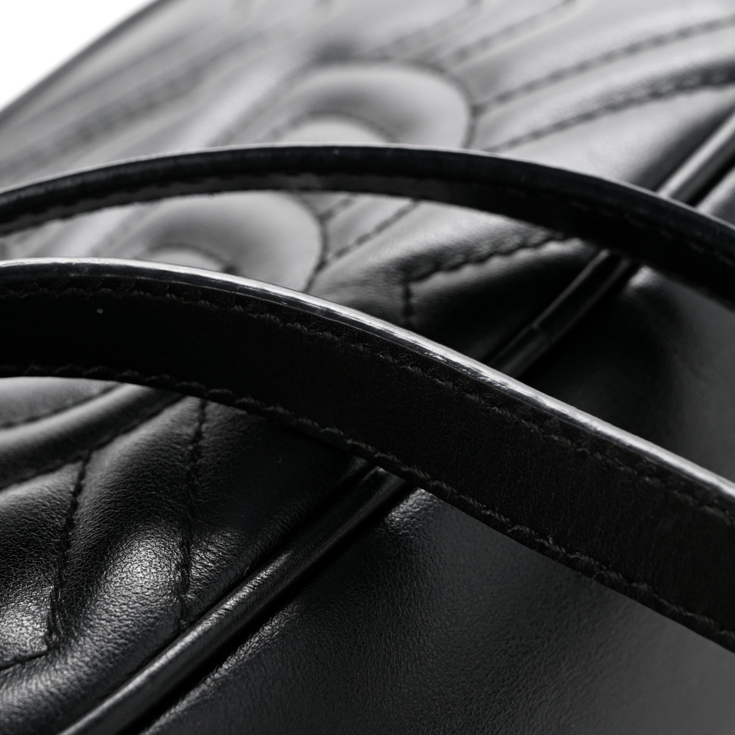 Gucci Calfskin Matelasse Mini GG Marmont Chain Shoulder Bag Black
