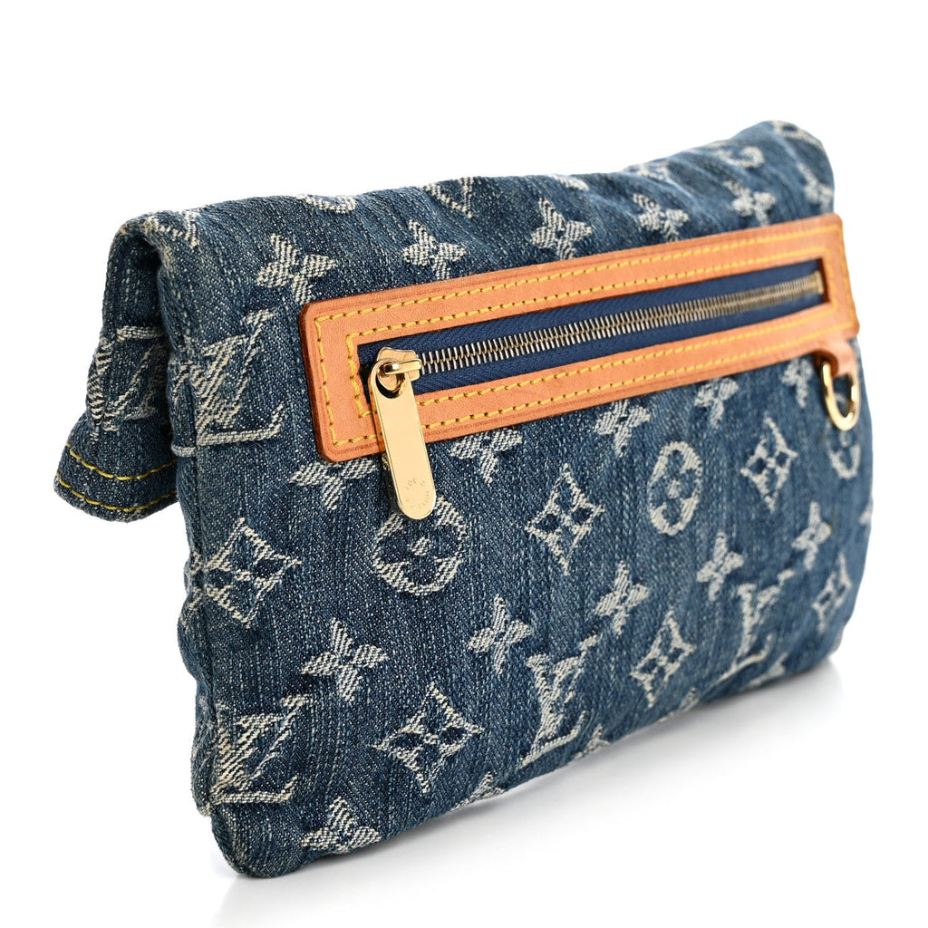 Louis Vuitton Monogram Denim Pochette Plat Clutch Blue