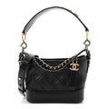 Chanel Aged Calfskin Quilted Small Gabrielle Logo Hobo Black