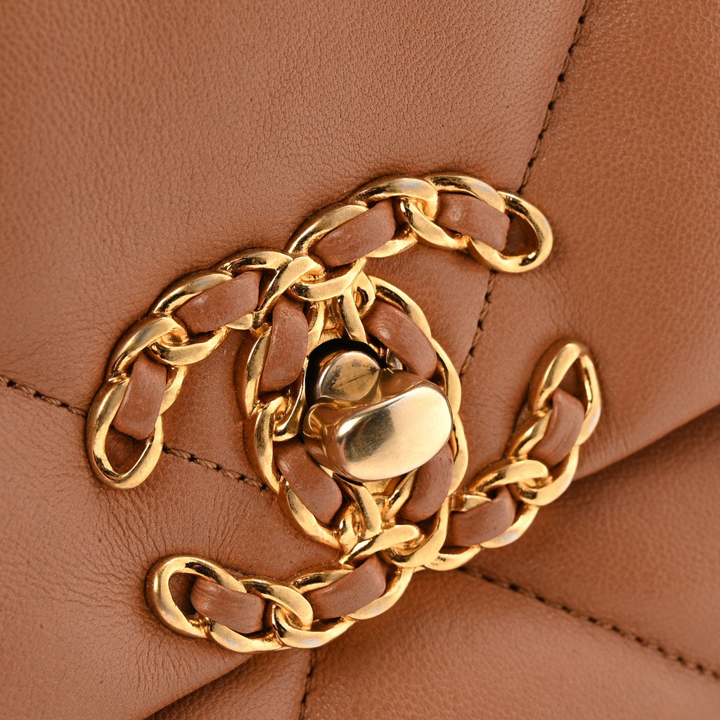 Chanel Lambskin Quilted Medium Chanel 19 Flap Brown