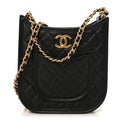Chanel Calfskin Quilted CC Hobo Handbag Black