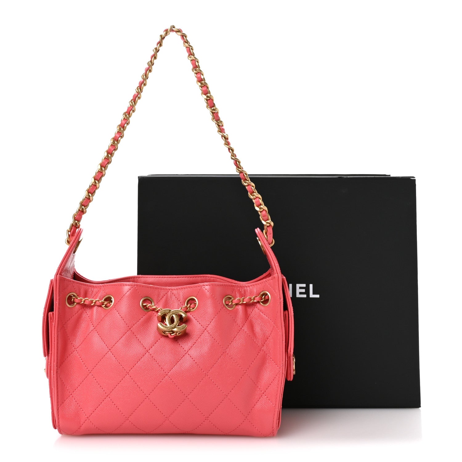 Chanel Caviar Quilted Mini Chanel 25 Handbag Coral