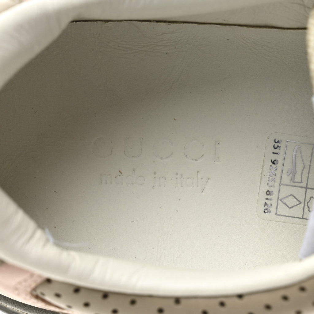 Gucci Calfskin GG Supreme Monogram Perforated Womens Platform 55mm Sneakers 37 Apricot Pink Beige Grey