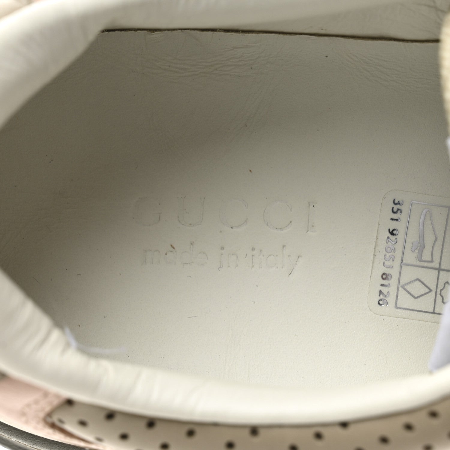 Gucci Calfskin GG Supreme Monogram Perforated Womens Platform 55mm Sneakers 37 Apricot Pink Beige Grey