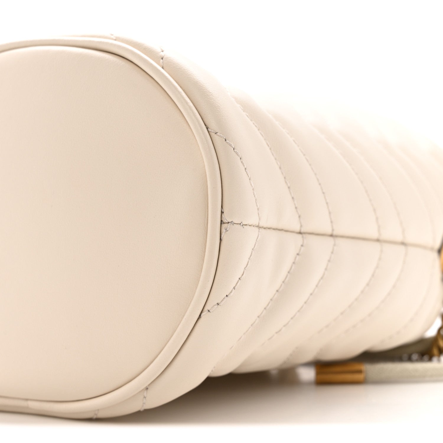 Gucci Calfskin Matelasse Mini GG Marmont 2.0 Bucket Bag White