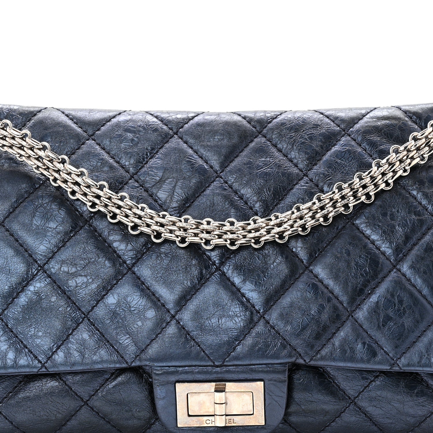 Chanel Metallic Aged Calfskin Quilted 2.55 Reissue 228 Flap Blue