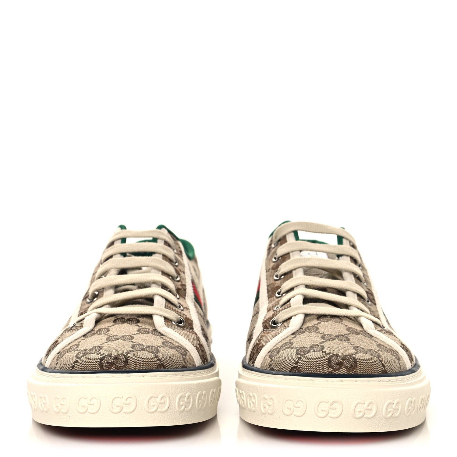 Gucci GG Monogram Web Mens 1977 Tennis Sneakers 11 Beige Ebony Mystic White Vert