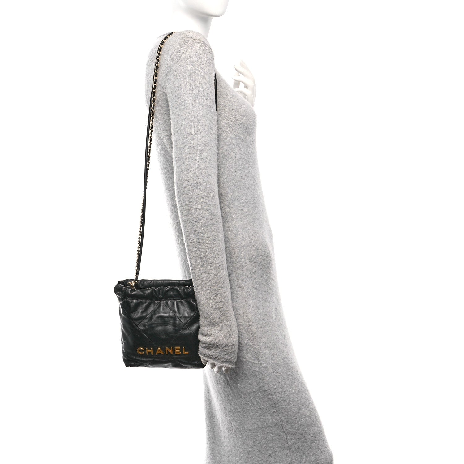 Chanel Shiny Calfskin Quilted Mini Chanel 22 Black