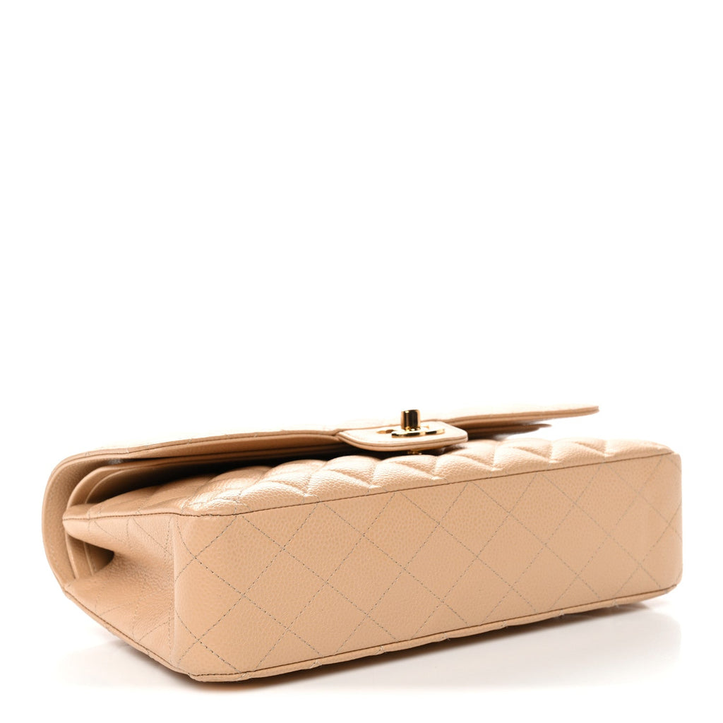 Chanel Caviar Quilted Medium Double Flap Beige