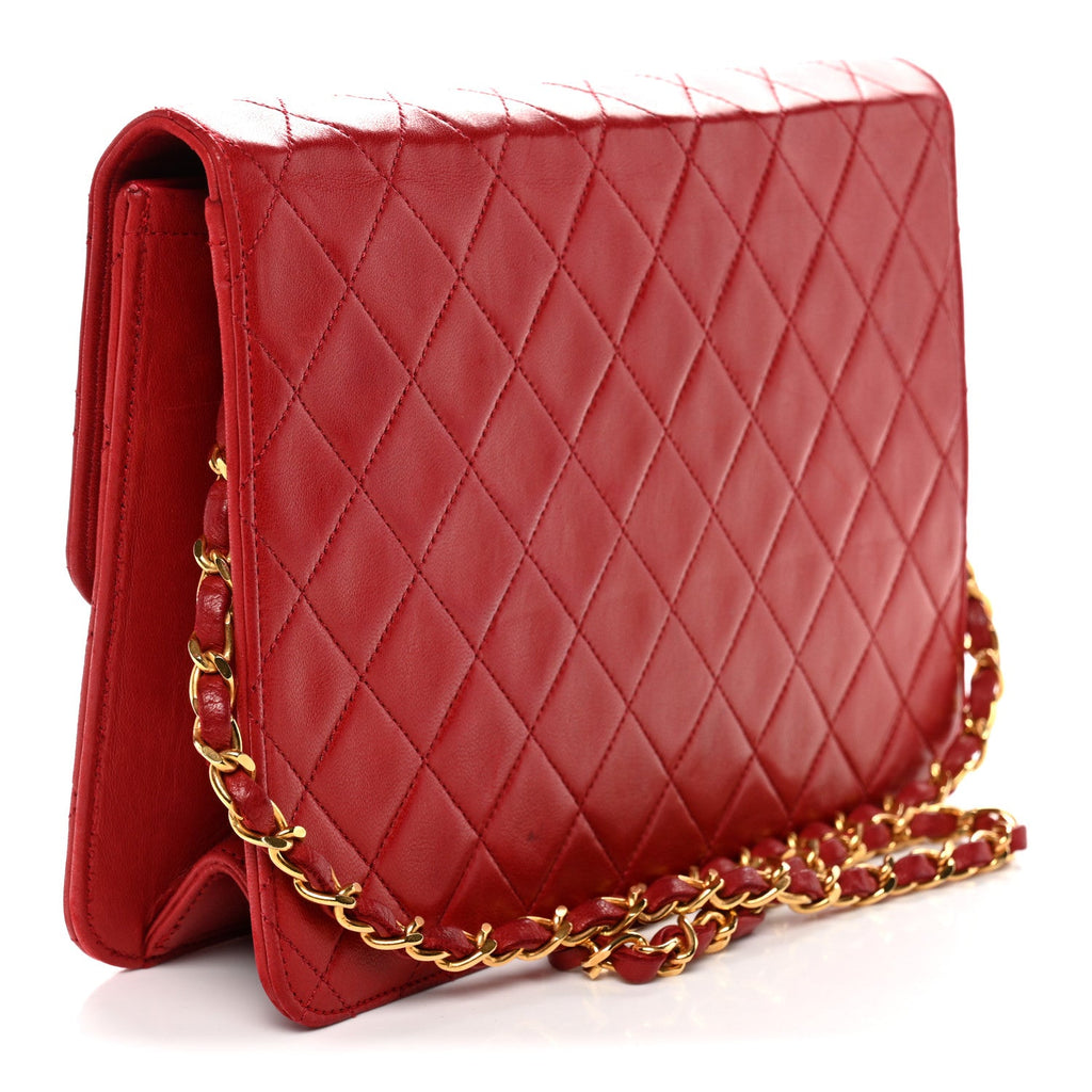 Chanel Lambskin Quilted Medium Single Flap Red