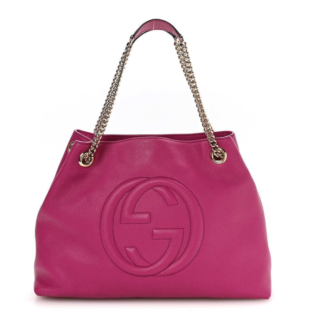 Gucci Cellarius Calfskin Medium Soho Chain Shoulder Bag Bright Bouganville