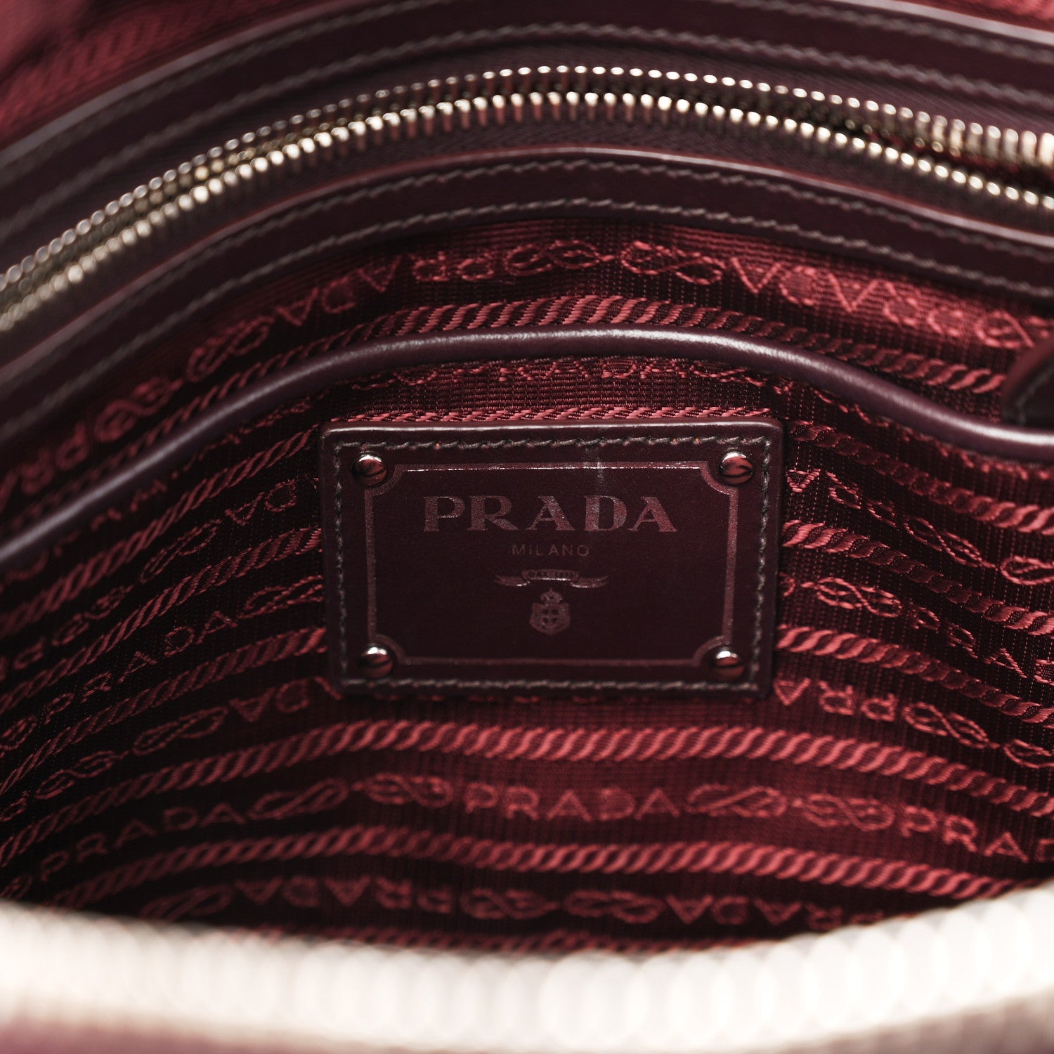 Prada Nylon Tessuto Soft Calf Small Tote Granato