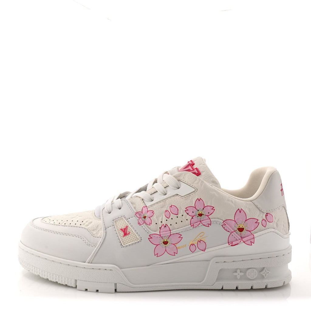 Louis Vuitton LV X TM Embossed Monogram Cherry Blossom LV Trainer Sneakers 41 White