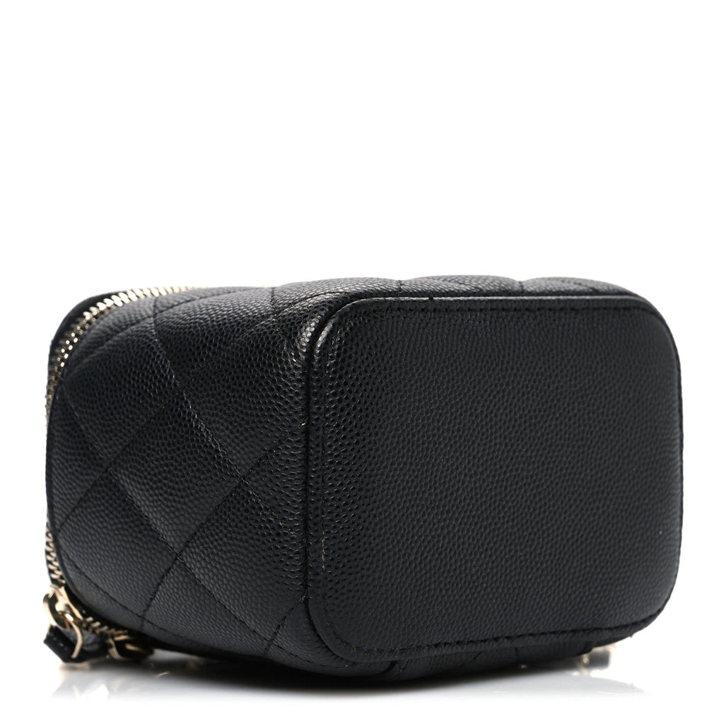 Chanel Caviar Quilted Mini Vanity Case With Chain Black