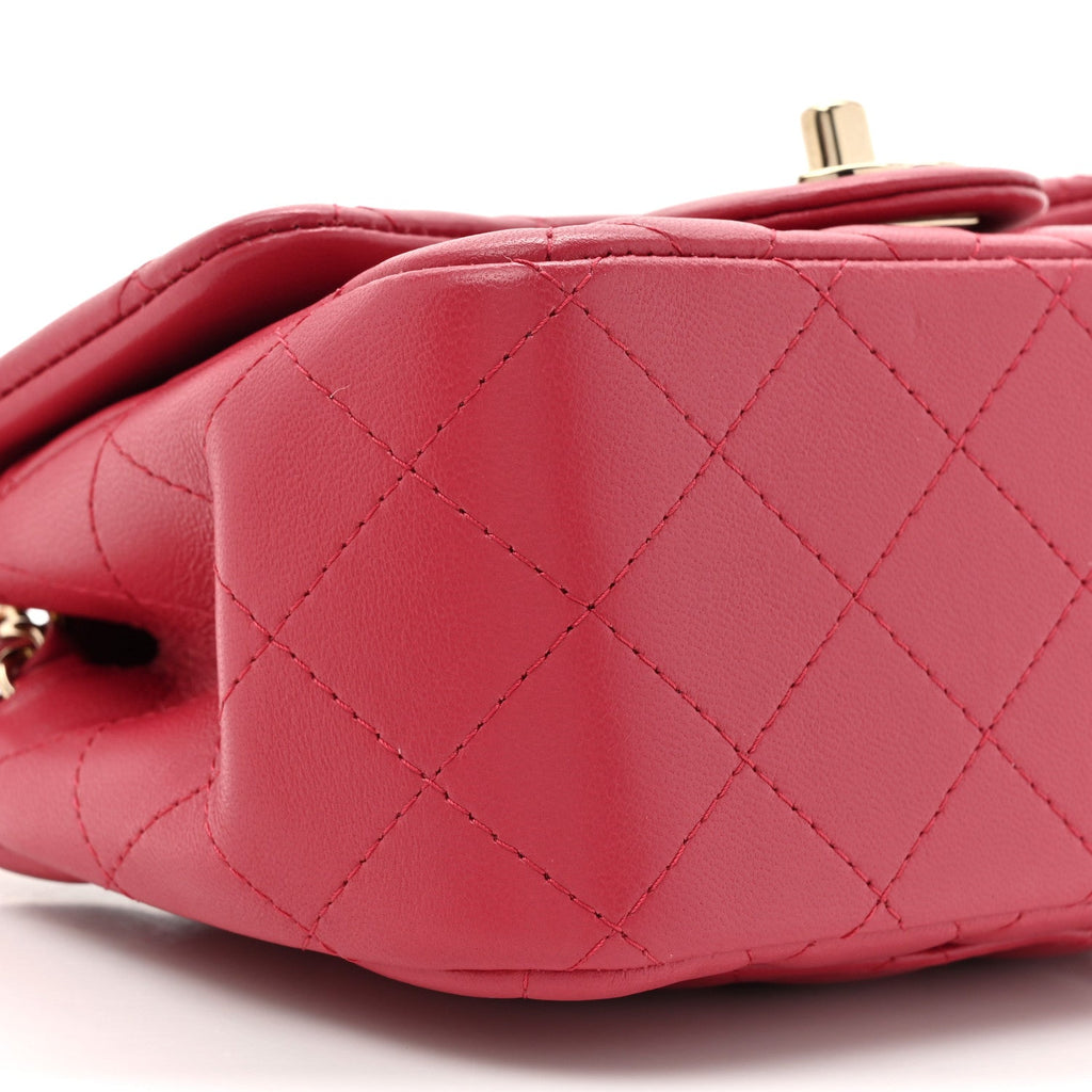 Chanel Lambskin Quilted Mini Square Flap Dark Pink